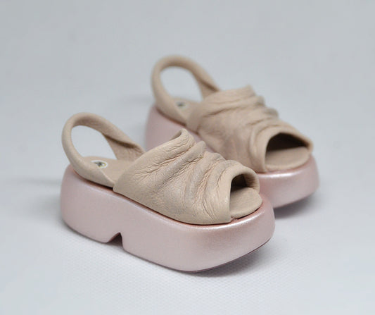 Leather wedge high platform shoes for Smart Doll