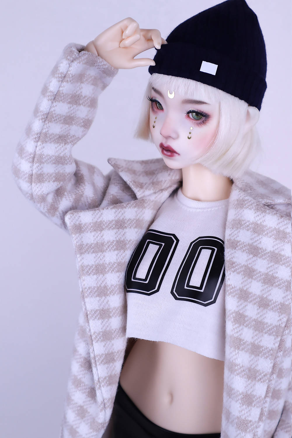 Coat with white and beige cage pattern for Feeple60 (SD13)