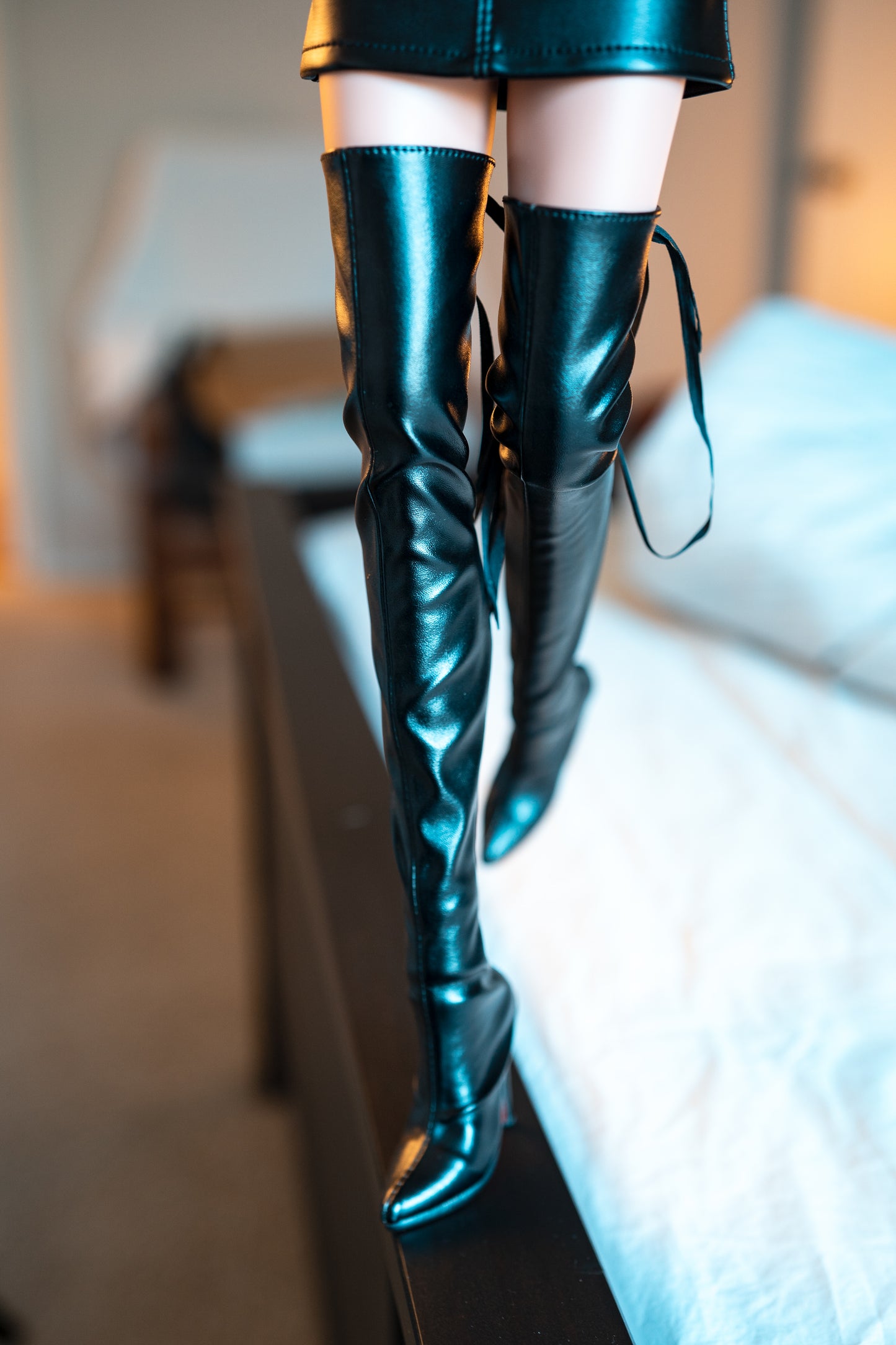 Wet Black High Stiletto Boots BJD 1/3 SD16 (fits Smart Doll and DD)