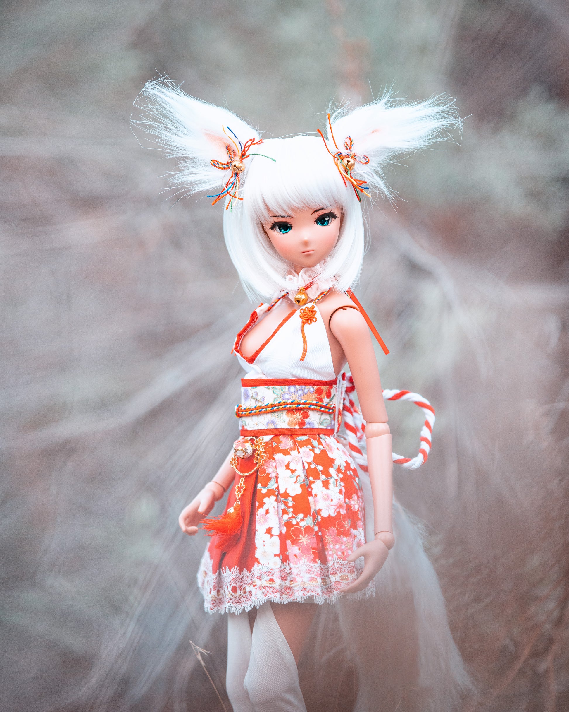 Fox Spirit Miko Dress Set for DD Doll (fits Smartdoll)