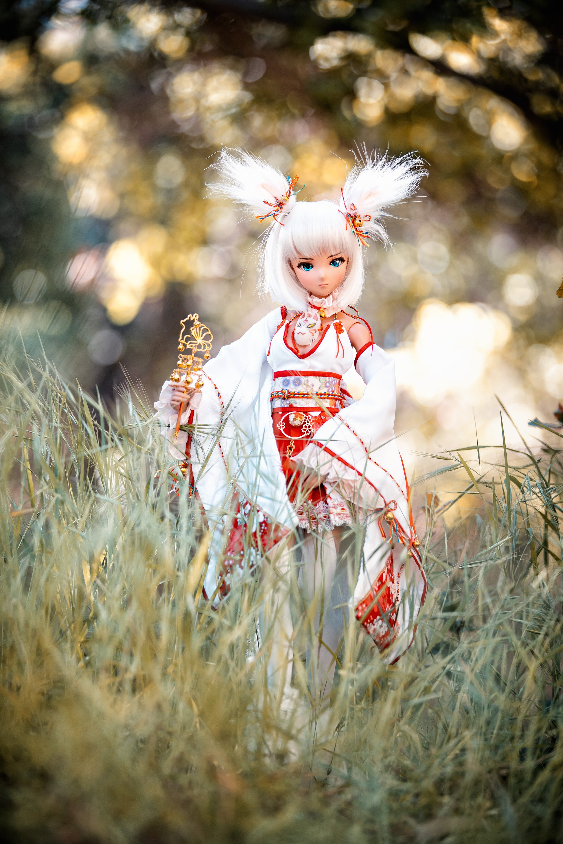 Fox Spirit Miko Dress Set for DD Doll (fits Smartdoll)