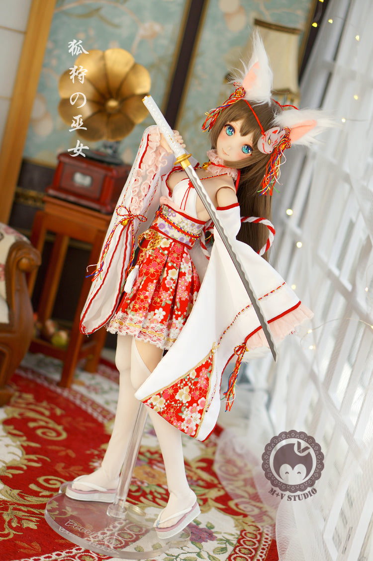 Fox Spirit Miko Dress Set for DD Doll (fits Smartdoll)