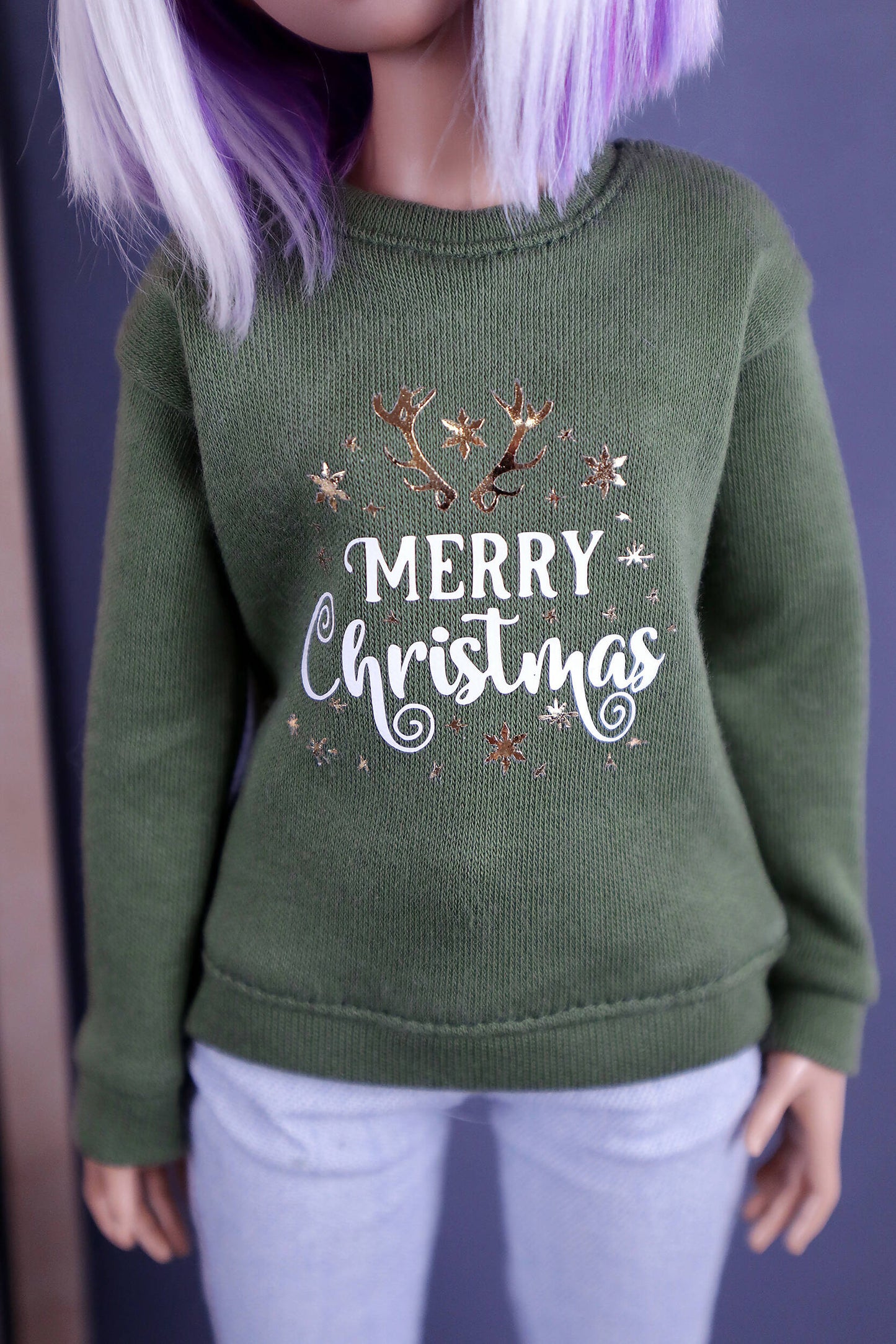 Green Christmas sweatshirt for Minifee (MSD), 1\4