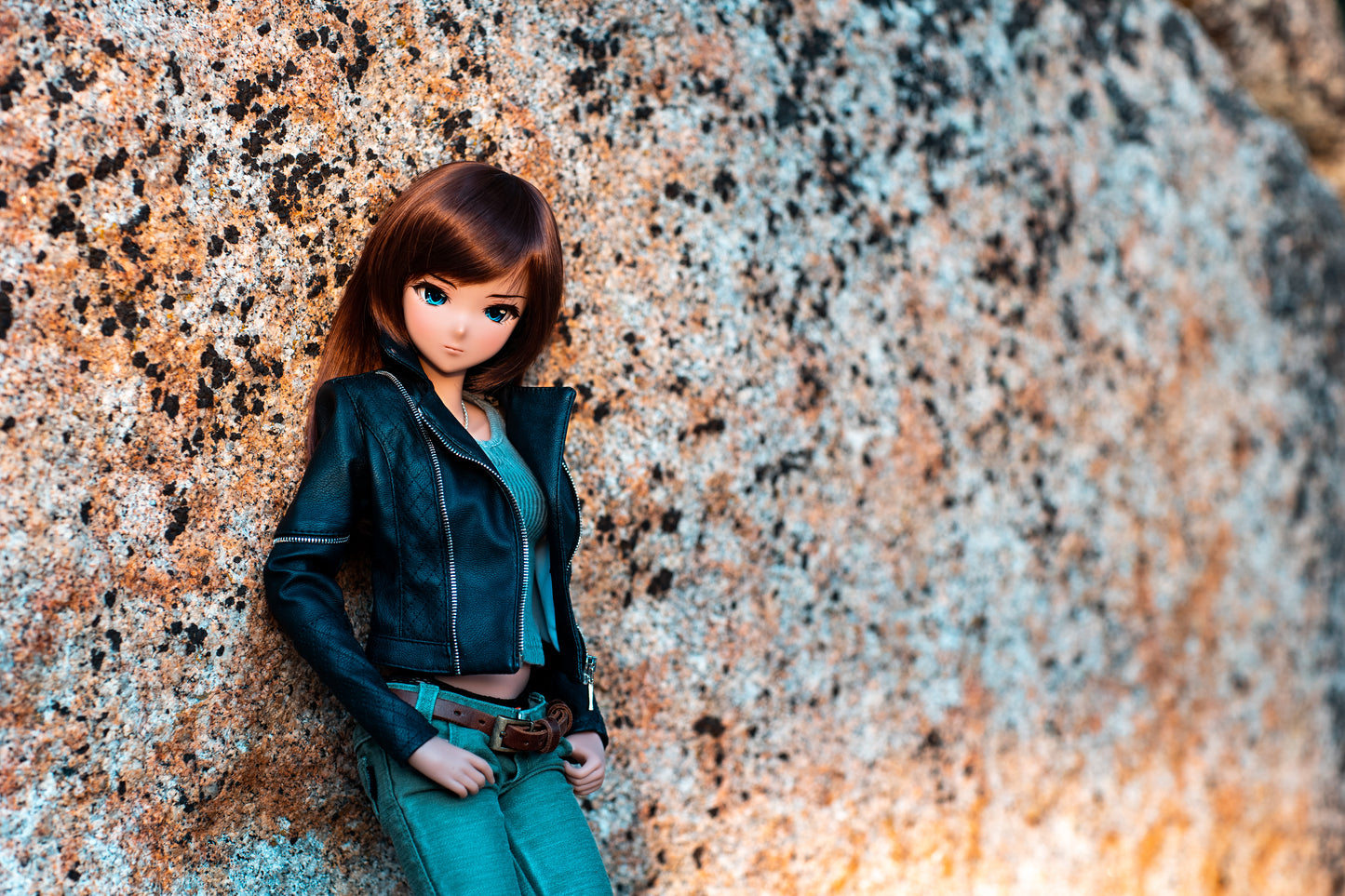 Black Leather Biker Jacket for Smartdoll