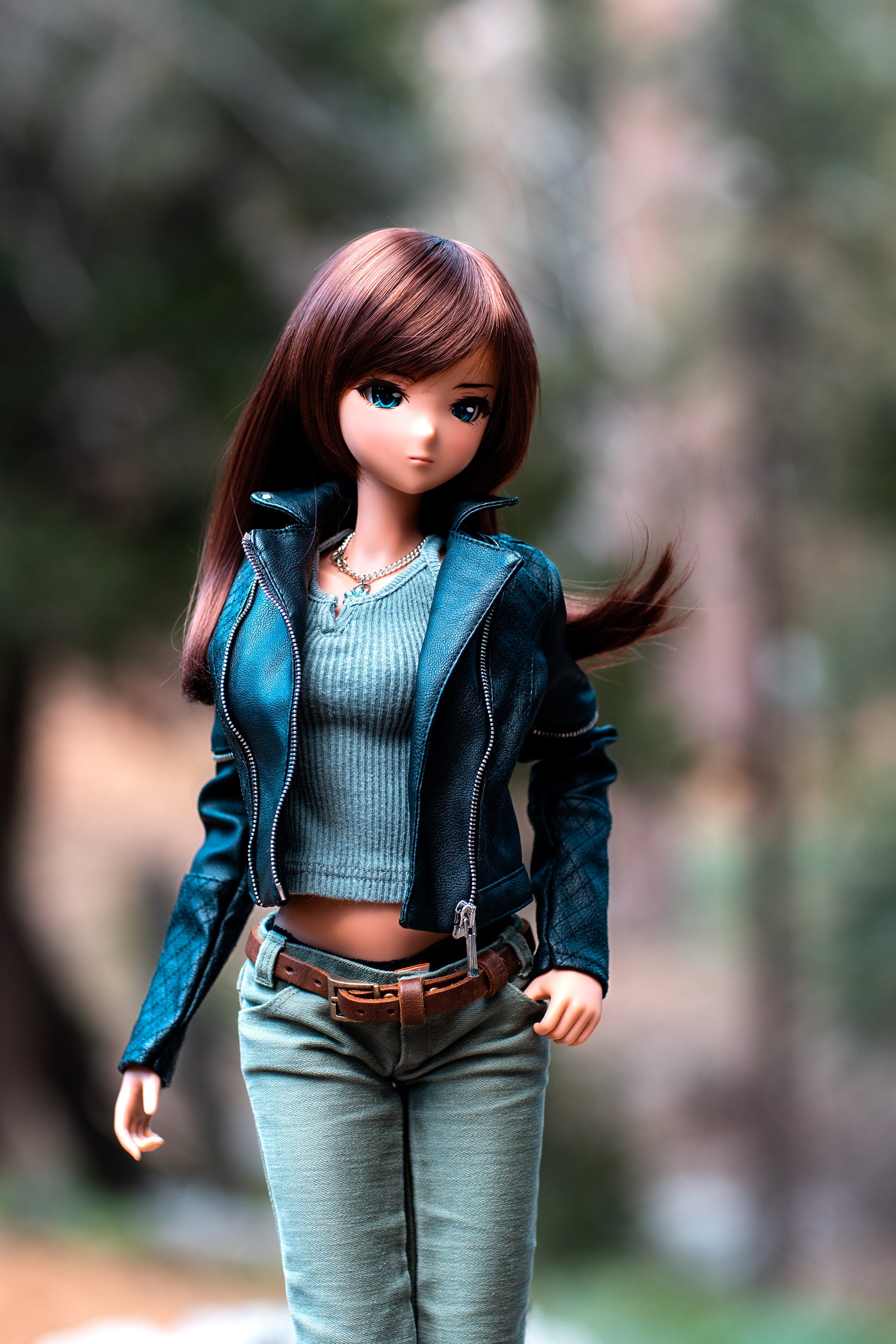 Black Leather Biker Jacket for Smartdoll
