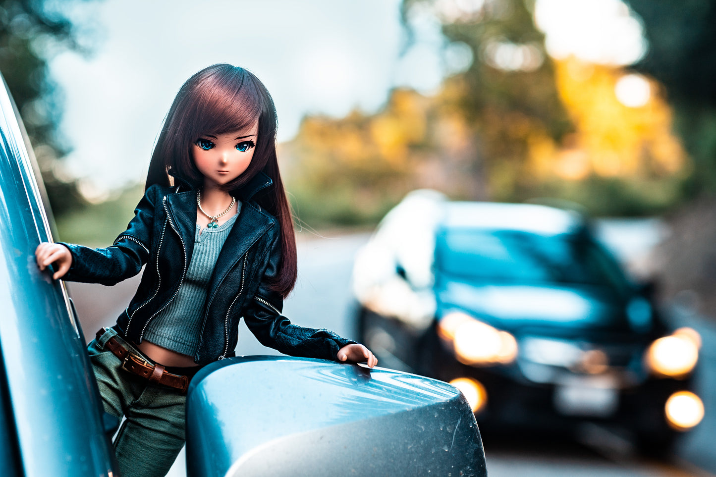 Black Leather Biker Jacket for Smartdoll