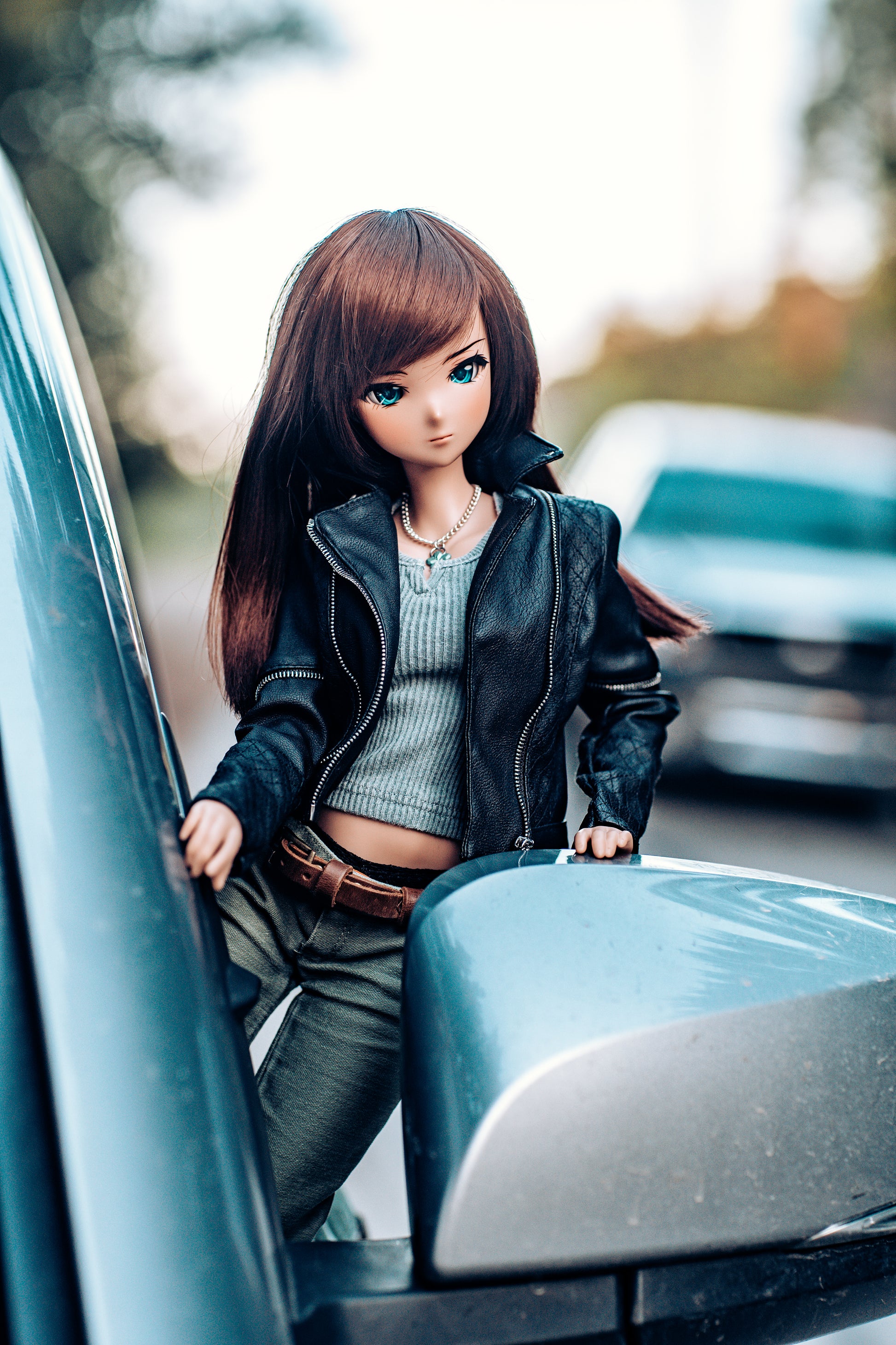 Black Leather Biker Jacket for Smartdoll