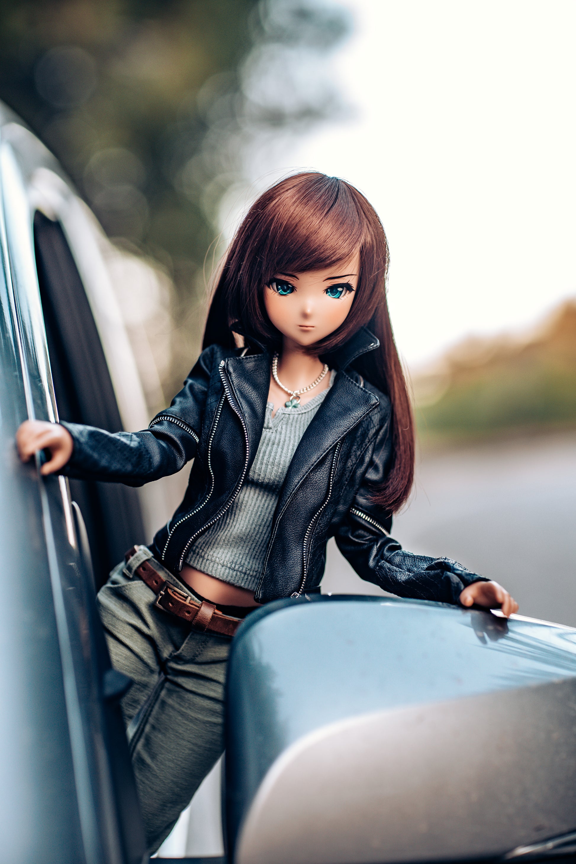 Black Leather Biker Jacket for Smartdoll