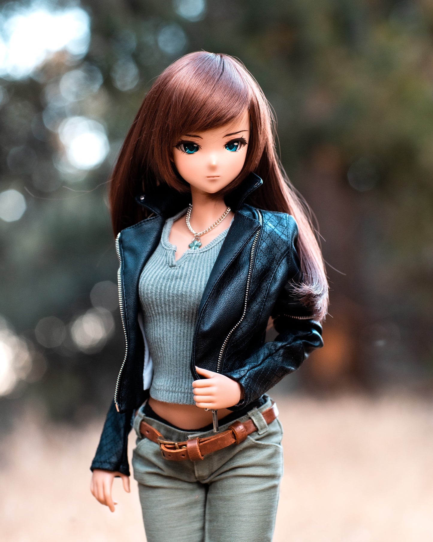 Black Leather Biker Jacket for Smartdoll