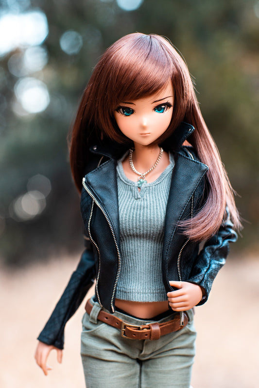 Black Leather Biker Jacket for Smartdoll