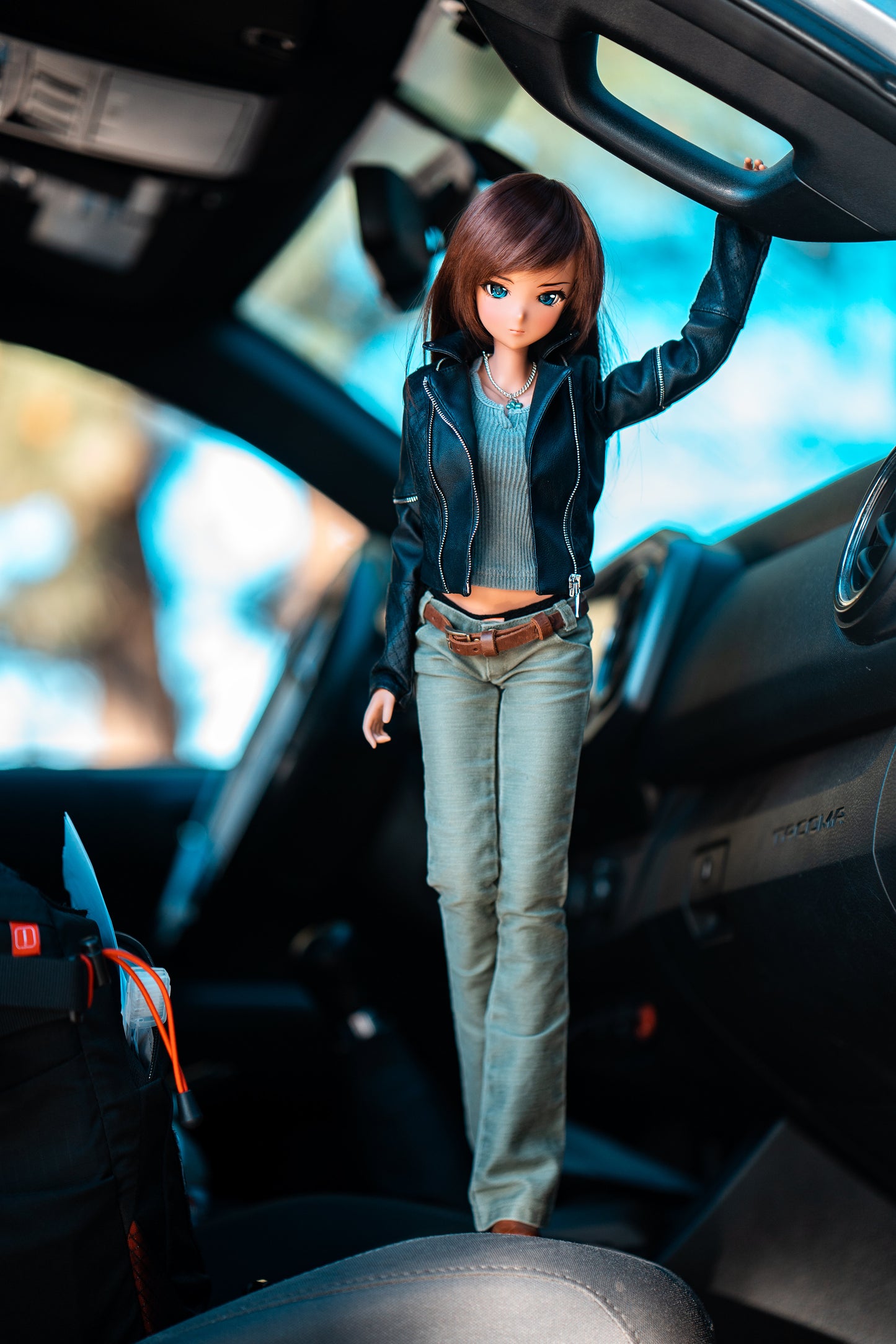 Black Leather Biker Jacket for Smartdoll