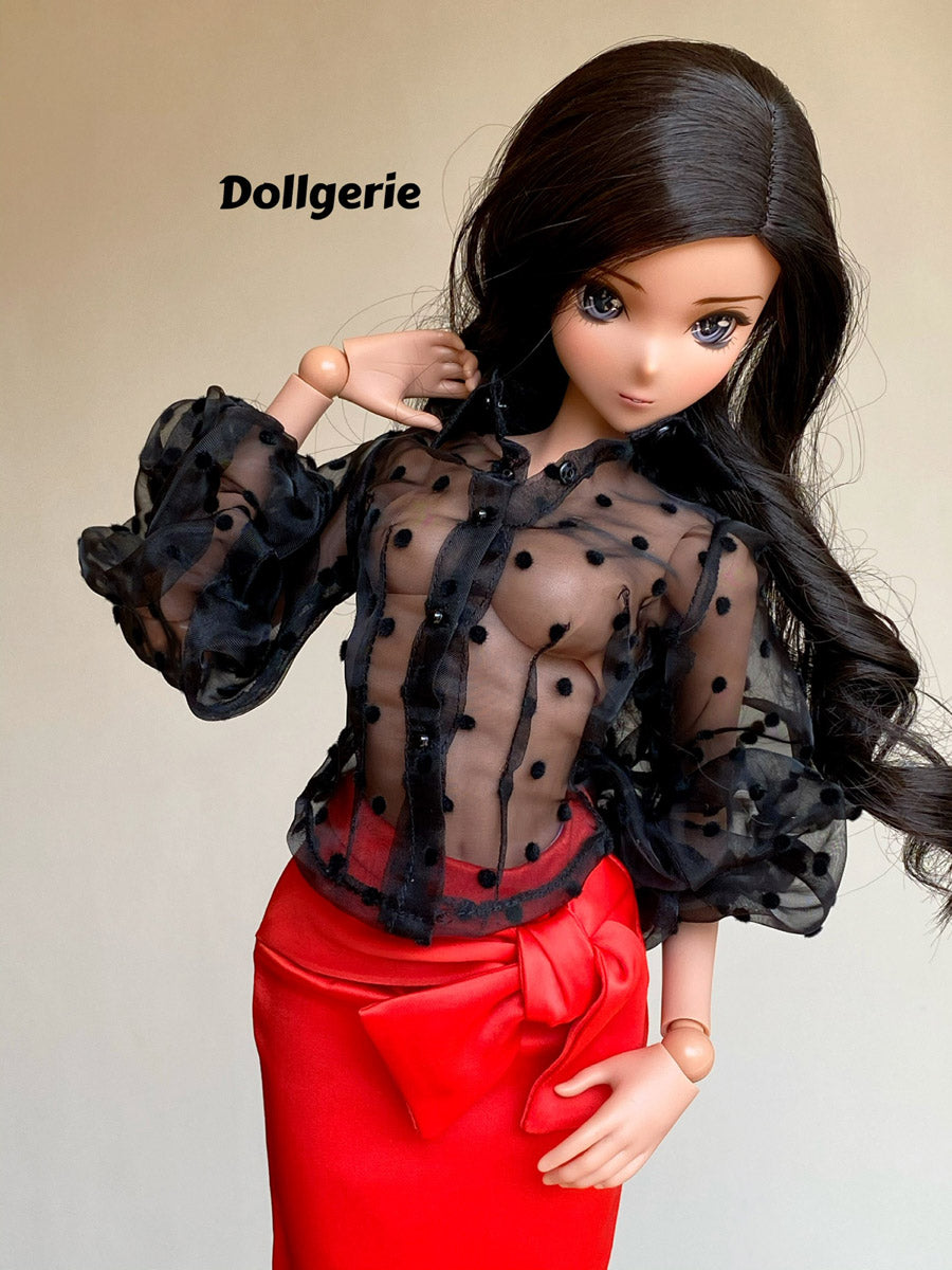 Long Puffy Sleeve Mesh Sheer Blouse for SmartDoll or DD