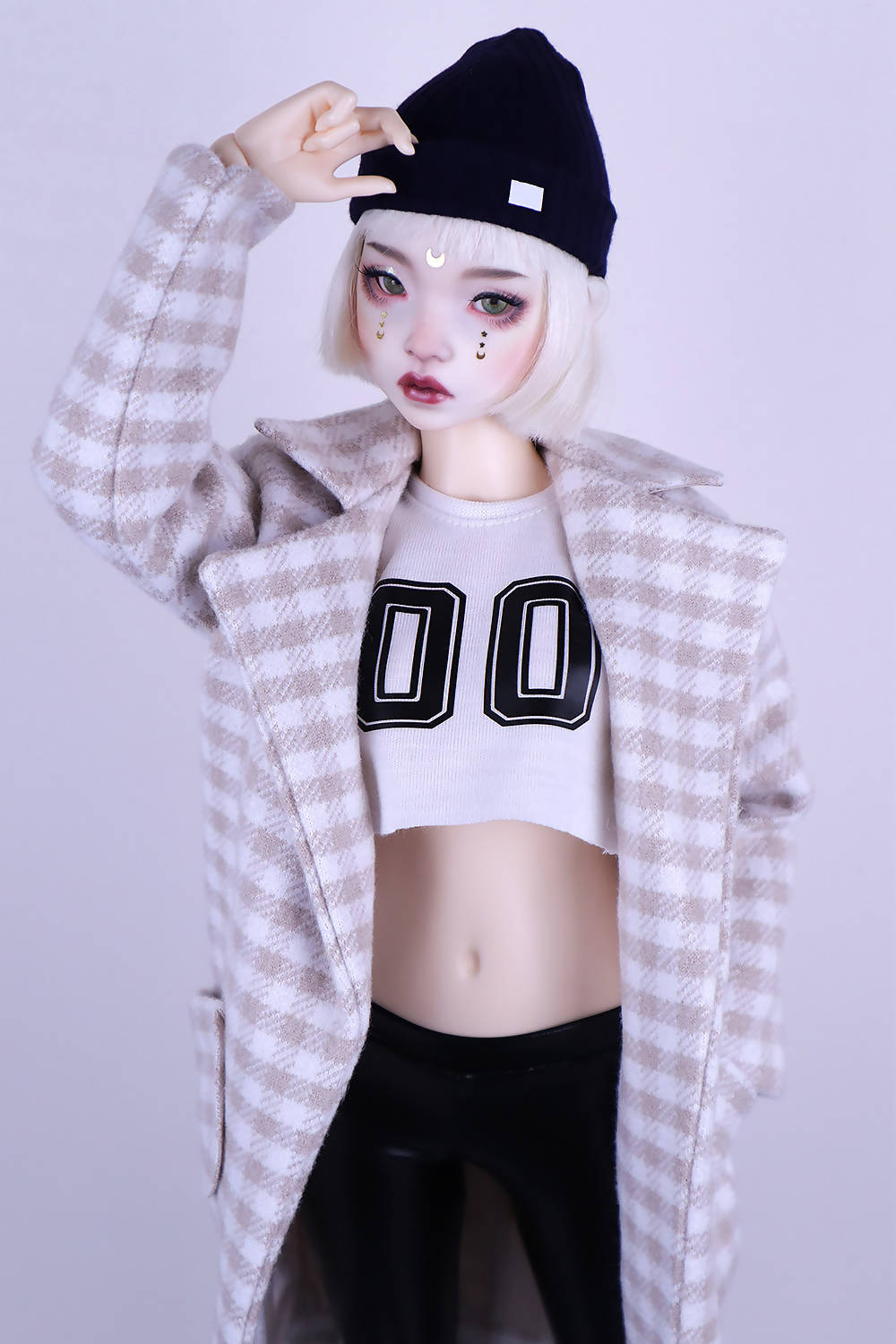 Coat with white and beige cage pattern for Feeple60 (SD13)