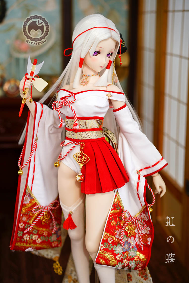 Rainbow Butterfly Miko Dress Set for DD Doll