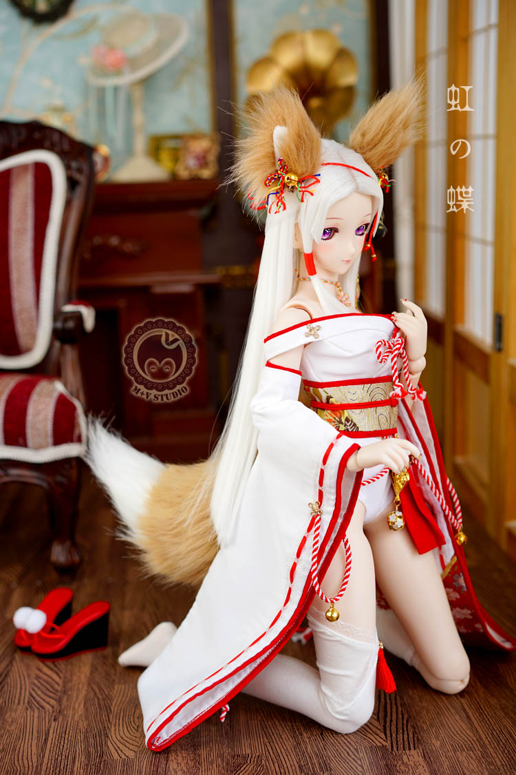 Rainbow Butterfly Miko Dress Set for DD Doll