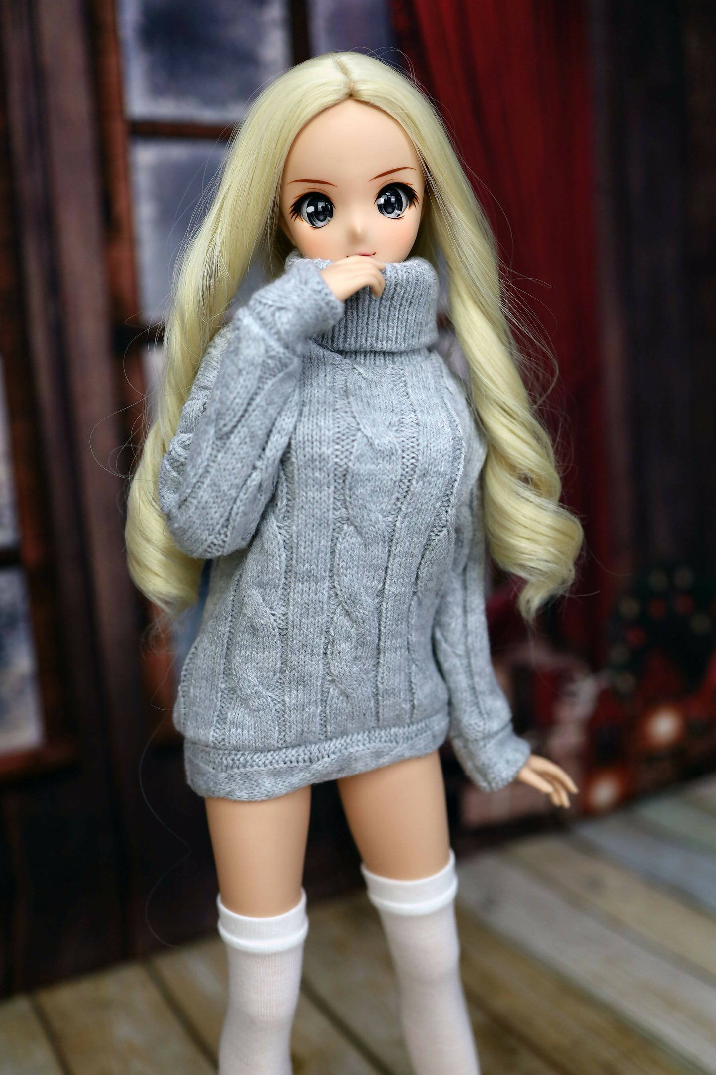 Warm Turtleneck Sweater for Smartdoll, gray for Smart doli, 1/3 bjd