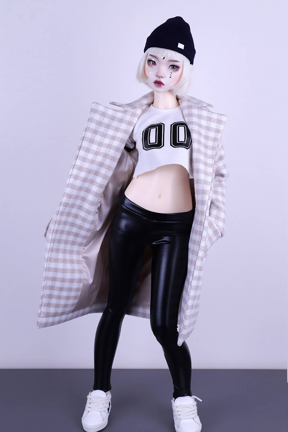 Coat with white and beige cage pattern for Feeple60 (SD13)