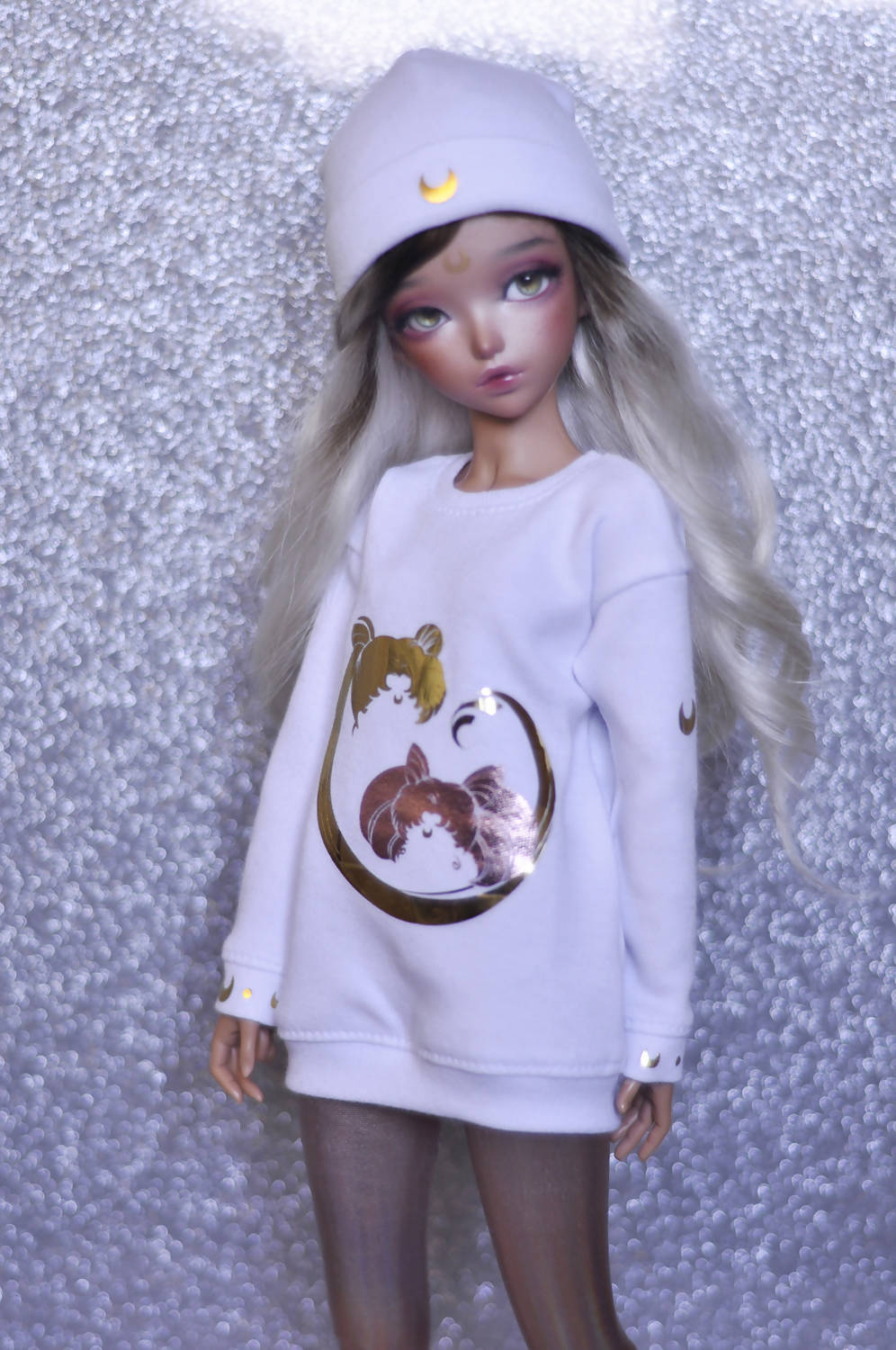 White sweatshirt "Bunny and ChibiBunny" for MiniFee (MSD)