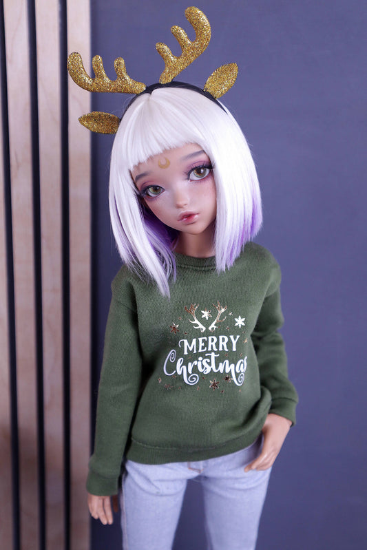 Green Christmas sweatshirt for Minifee (MSD), 1\4