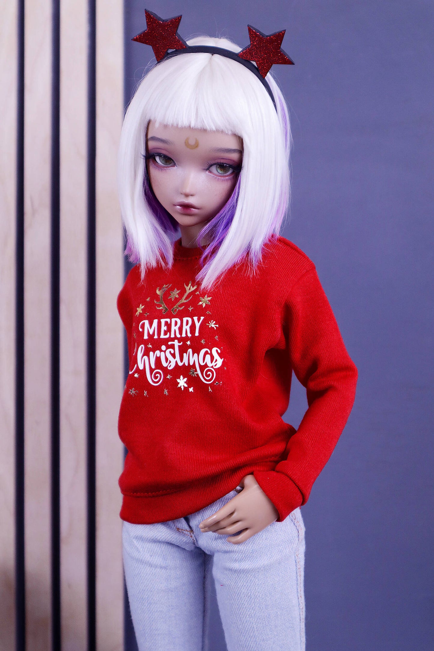 Red Christmas sweatshirt for Minifee (MSD), 1\4