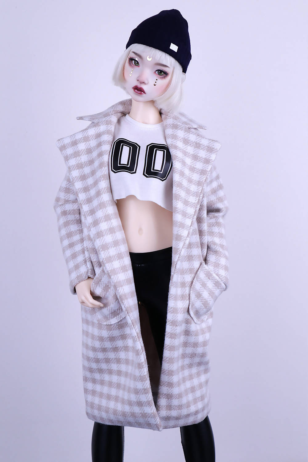 Coat with white and beige cage pattern for Feeple60 (SD13)