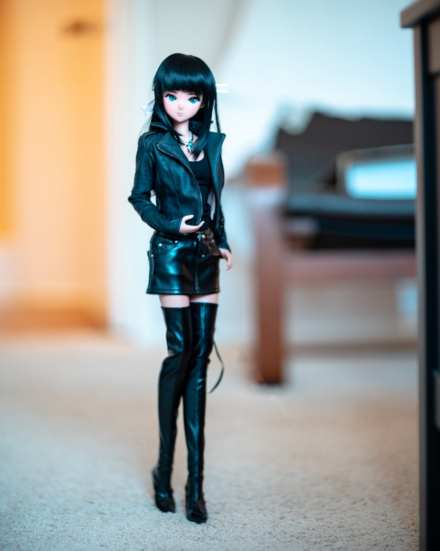 Wet Black High Stiletto Boots BJD 1/3 SD16 (fits Smart Doll and DD)