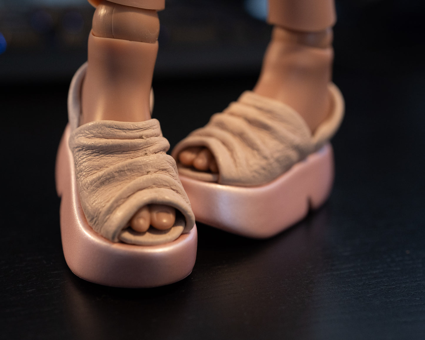 Leather wedge high platform shoes for Smart Doll