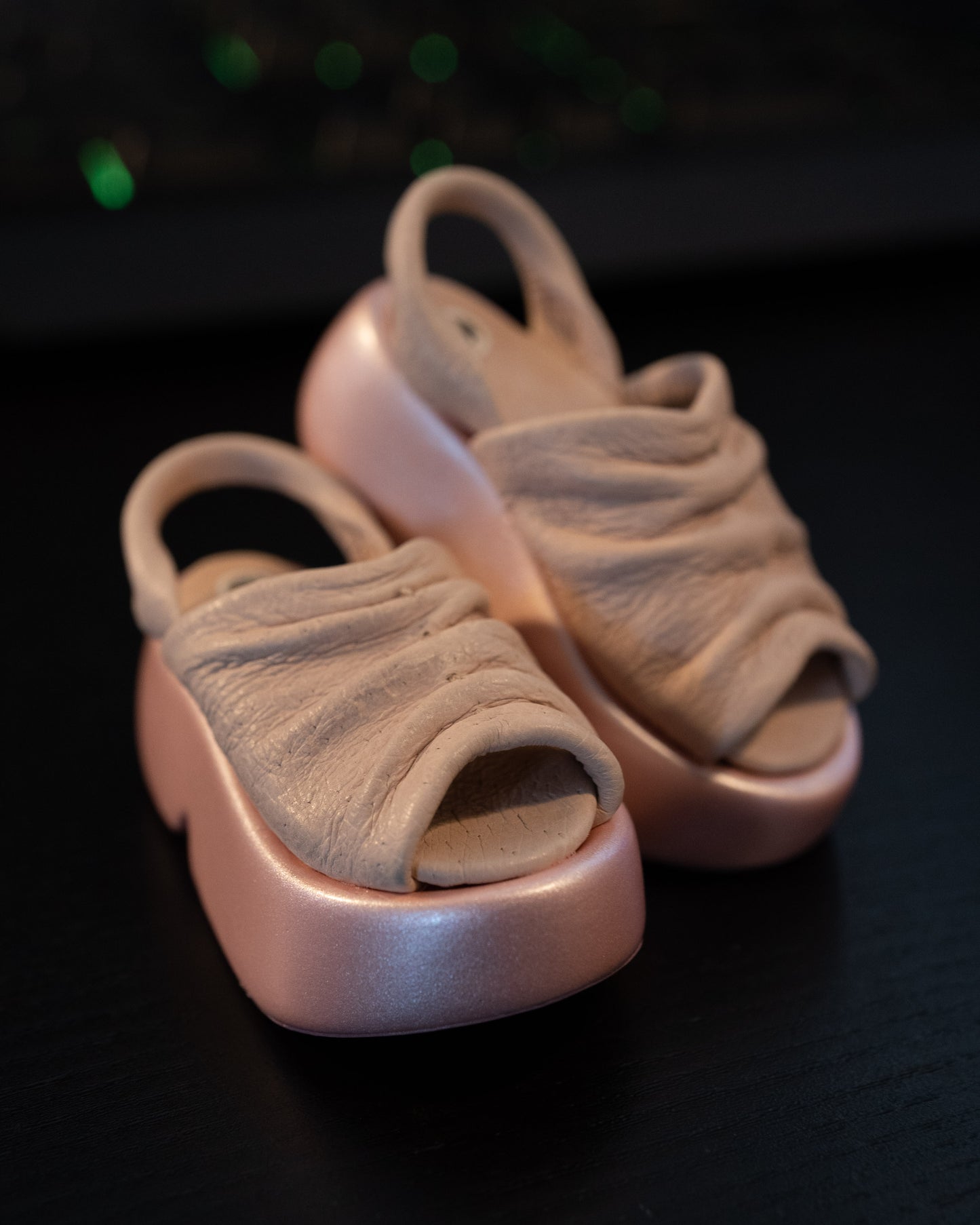 Leather wedge high platform shoes for Smart Doll