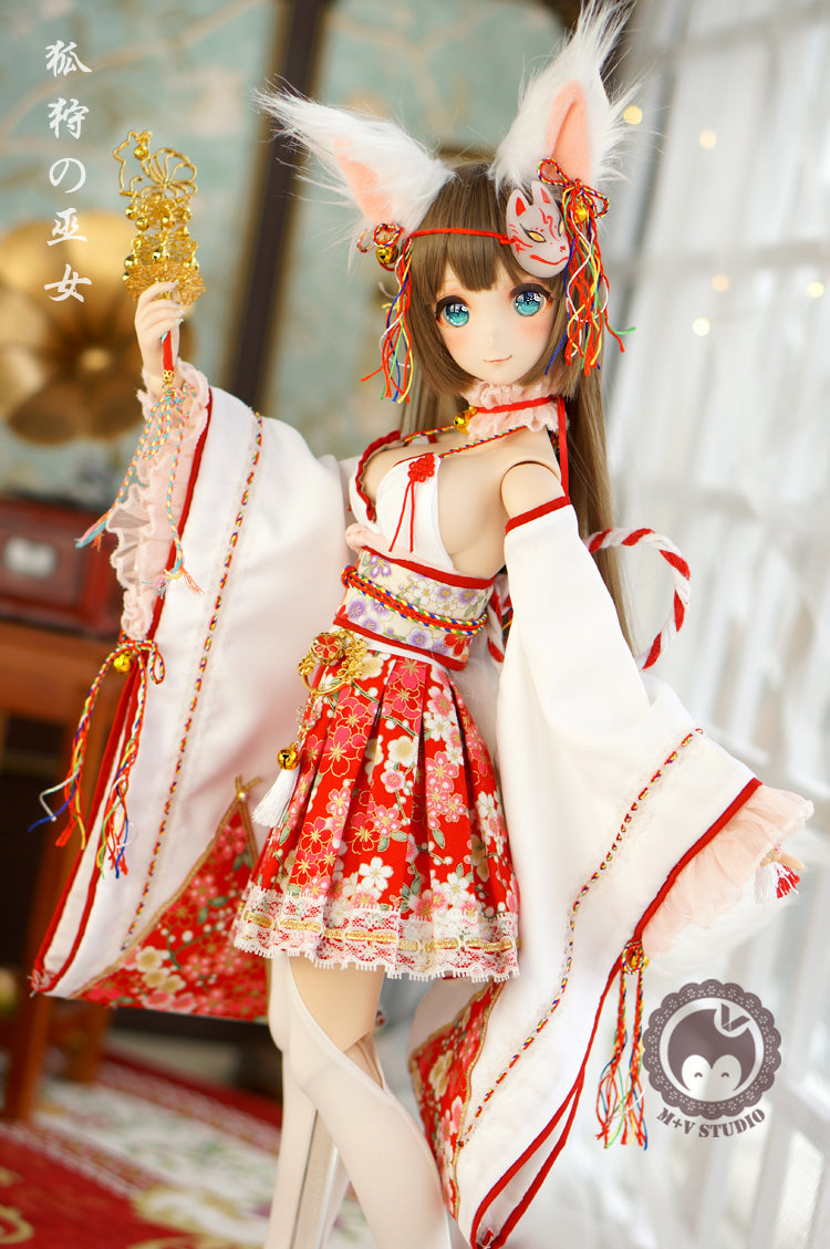 Fox Spirit Miko Dress Set for DD Doll (fits Smartdoll)