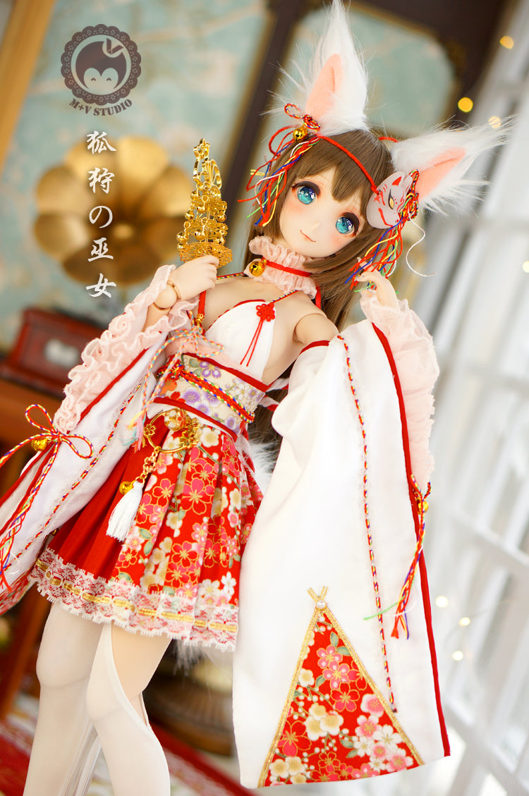 Fox Spirit Miko Dress Set for DD Doll (fits Smartdoll)