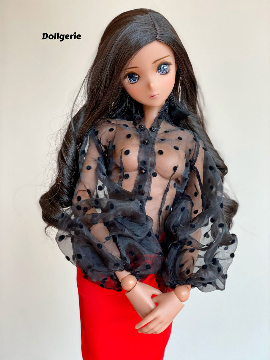 Long Puffy Sleeve Mesh Sheer Blouse for SmartDoll or DD
