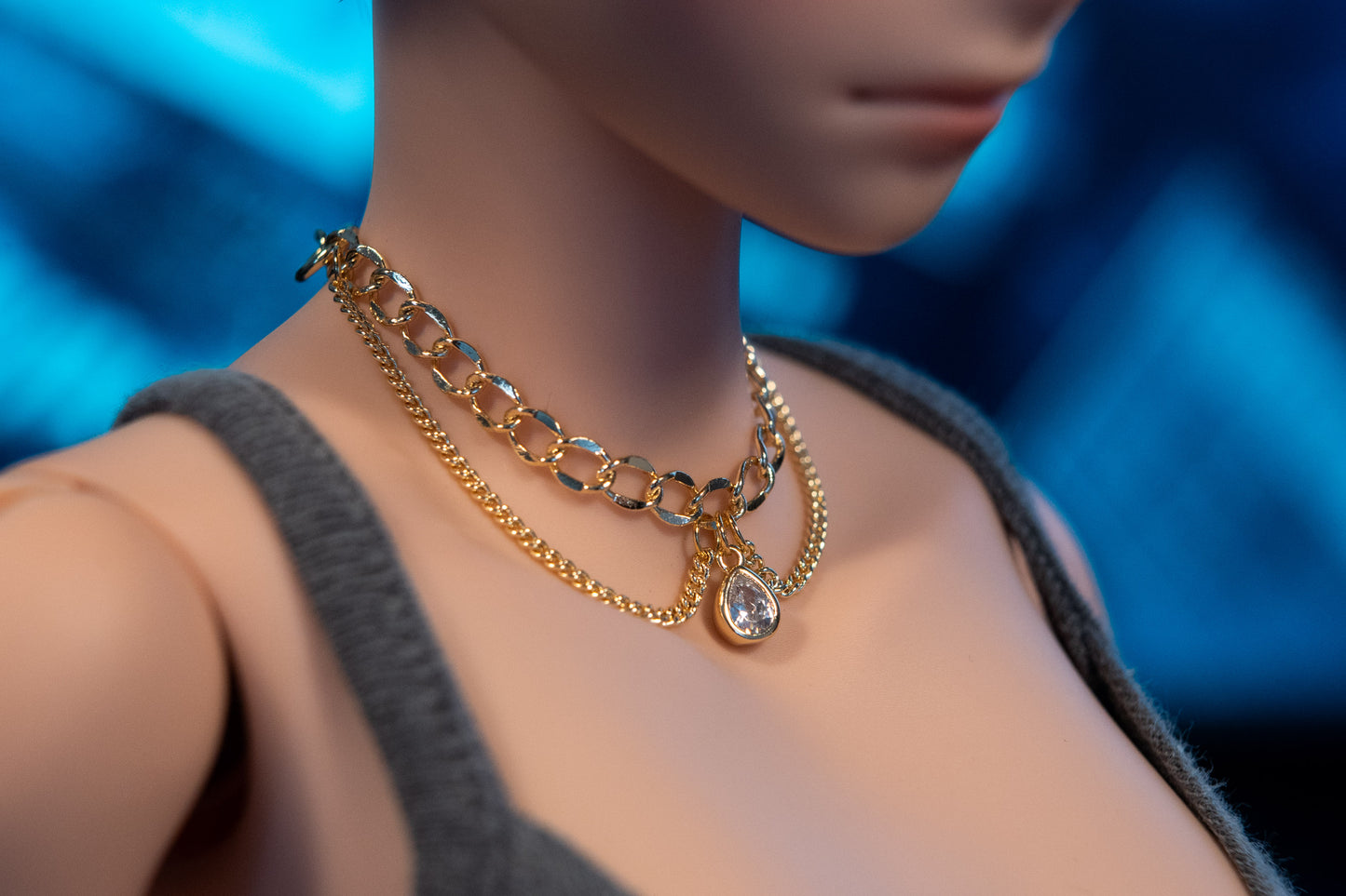 Necklace for Smartdoll Link Choker 18k CZ Teardrop