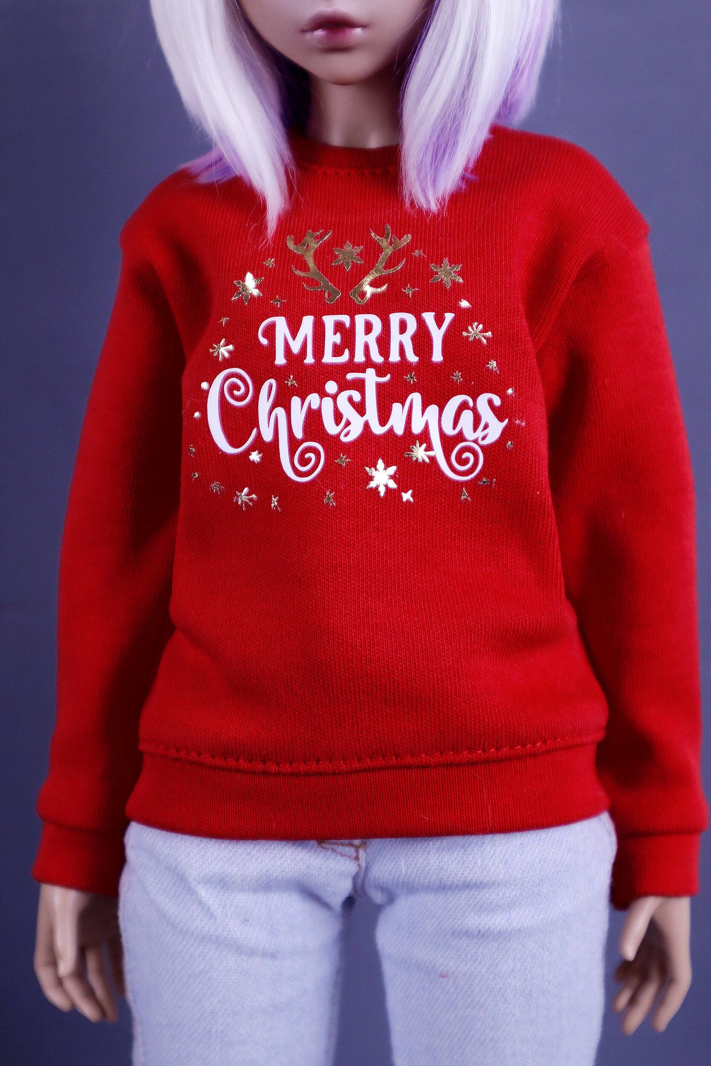 Red Christmas sweatshirt for Minifee (MSD), 1\4