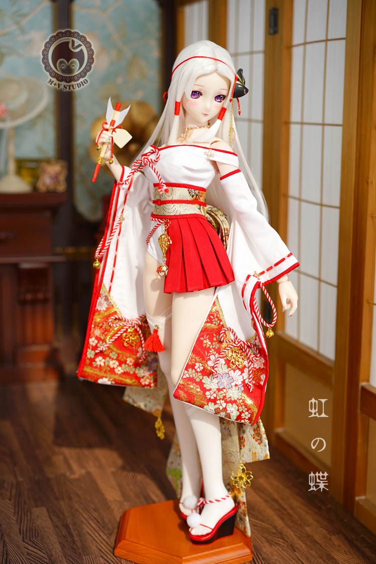 Rainbow Butterfly Miko Dress Set for DD Doll
