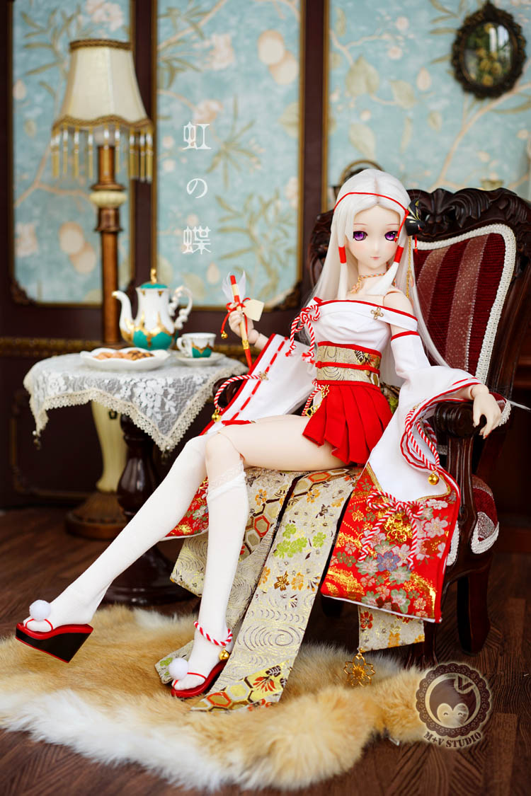 Rainbow Butterfly Miko Dress Set for DD Doll