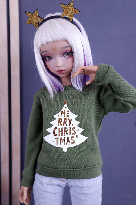 Green Christmas sweatshirt for Minifee (MSD), 1\4